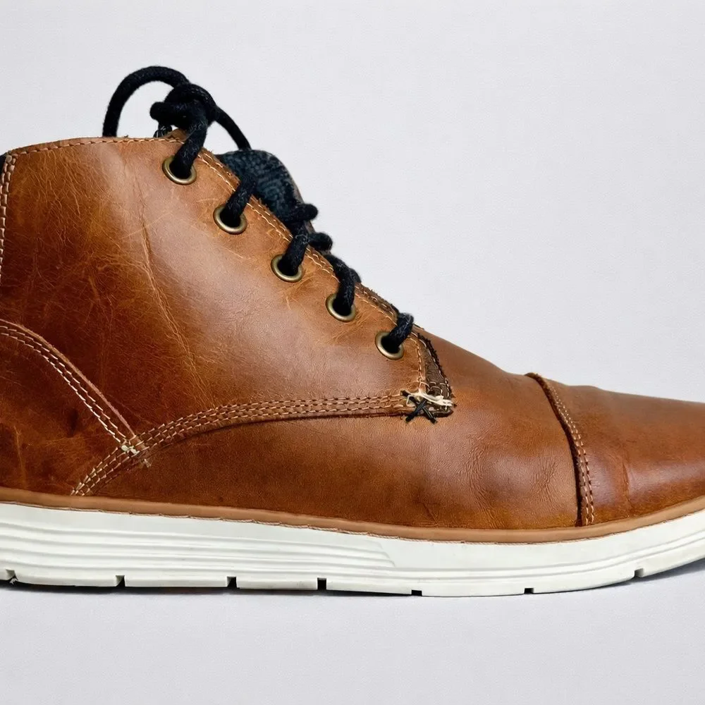 Bullboxer Men’s Leather Boots EU 41 US 8.5 Brown Cap Toe Lace Zip Portugal
